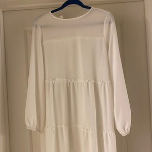 White, modest, long sleeve, maxi dress